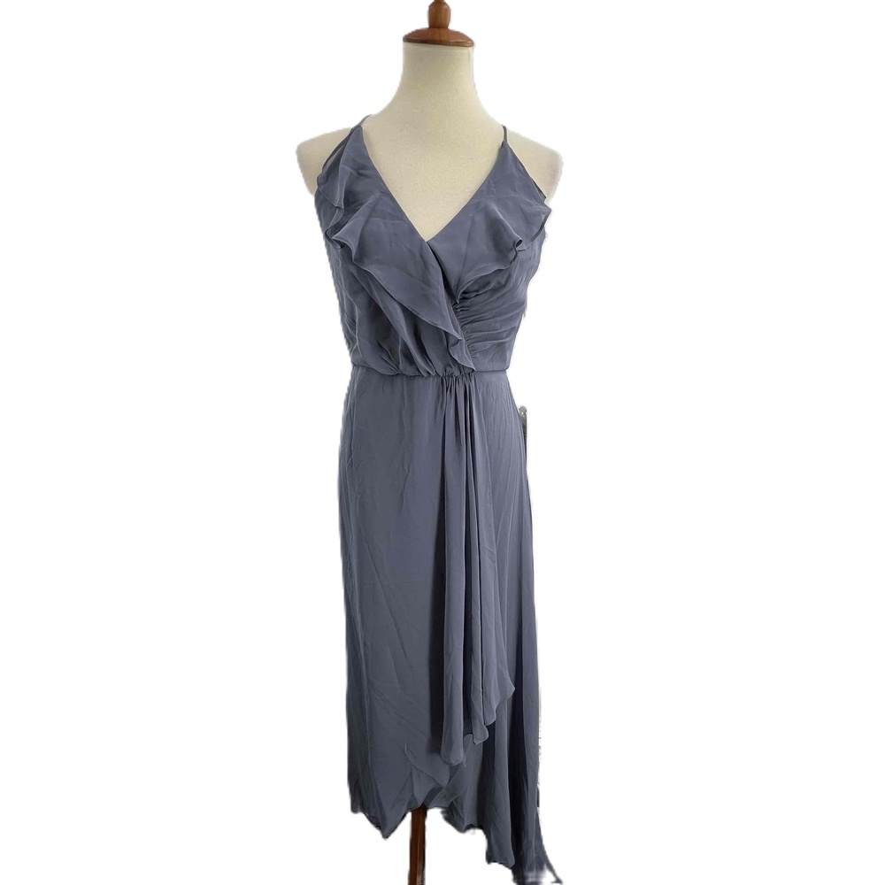 NEW Jenny Packham Silverstone Ruffle Wrap Chiffon Maxi Dress Womens Size 8